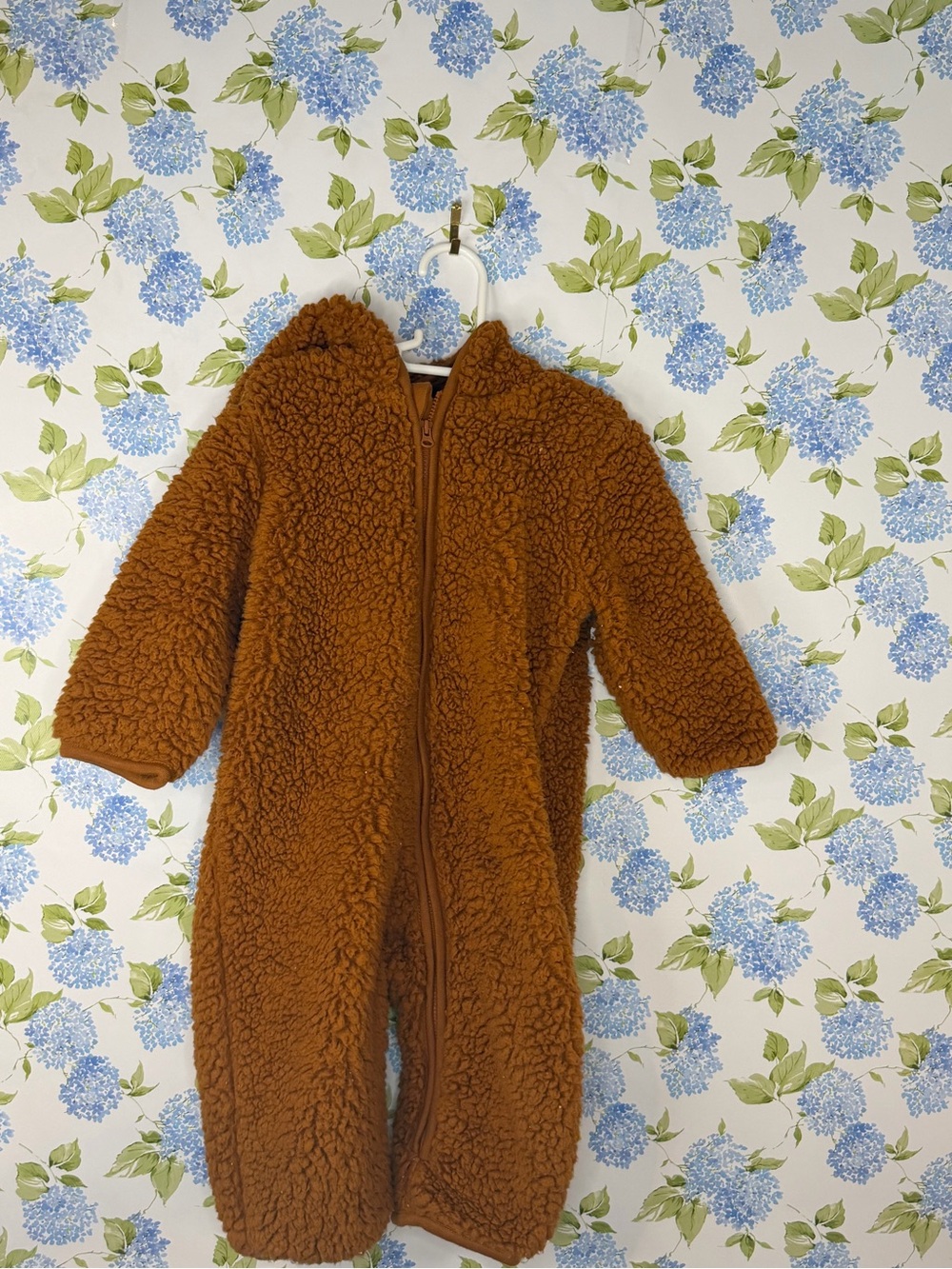 Cozy Brown Sherpa bear One-Piece Jumpsuit for 12-18 months